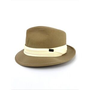 LONDON FOG Vintage Fedora Rain Hat Mens XL British Tan Beige Band